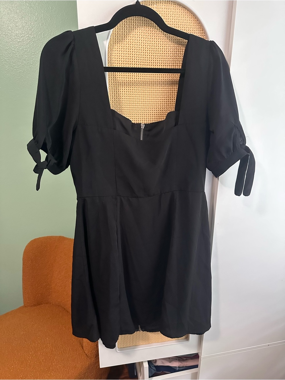 Aqua Black Dress with Silver Front Zipper